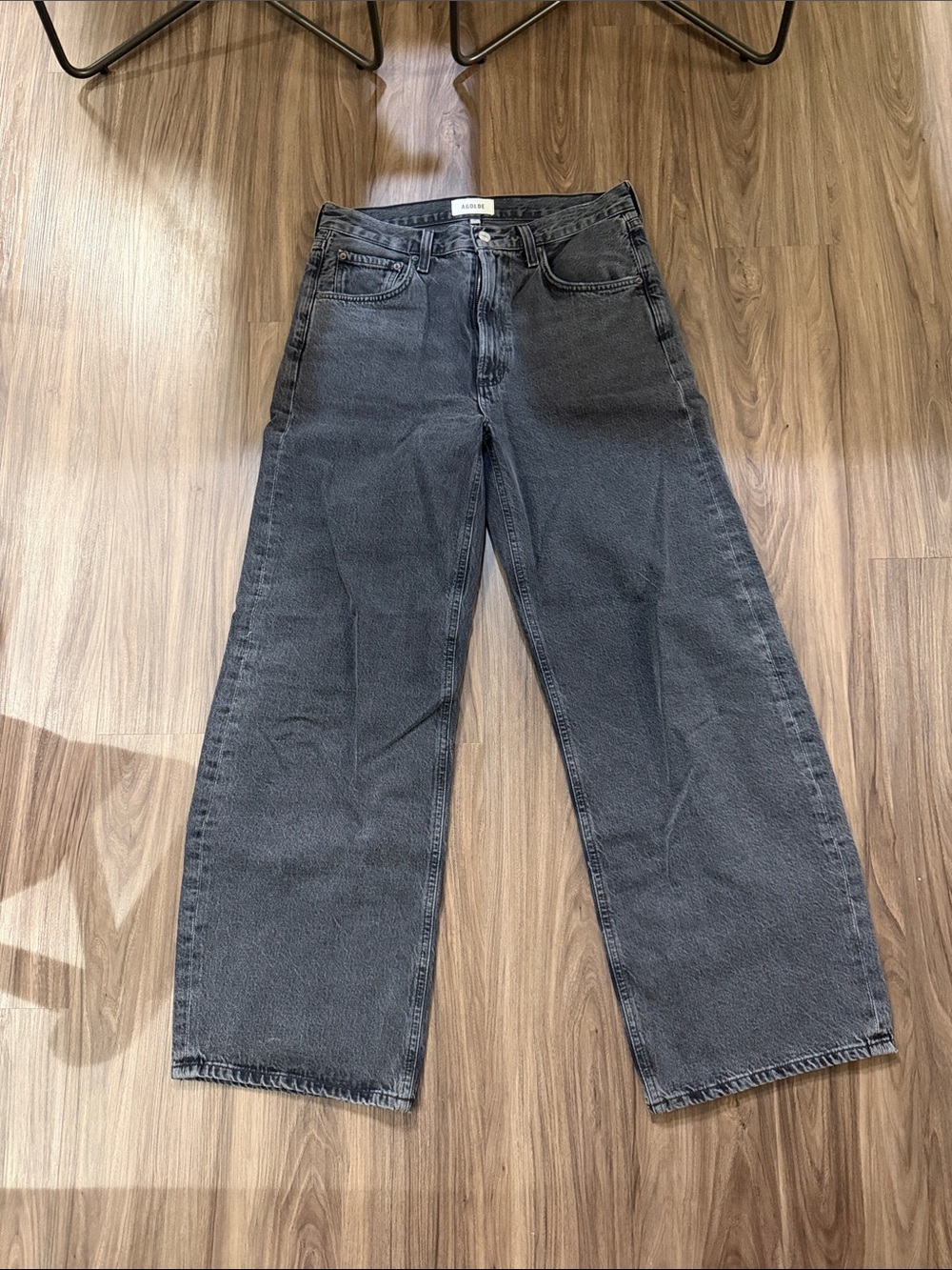 Agolde Wide Leg Jeans in Washed Black